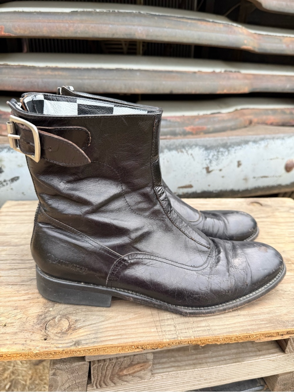 Paul Smith x Triumph Black Leather Motorcycle Buckle Boots Size 38.5 (8) - Picture 9 of 11